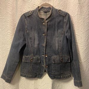 Sonoma Distressed Blue Denim Military-Style Jacket